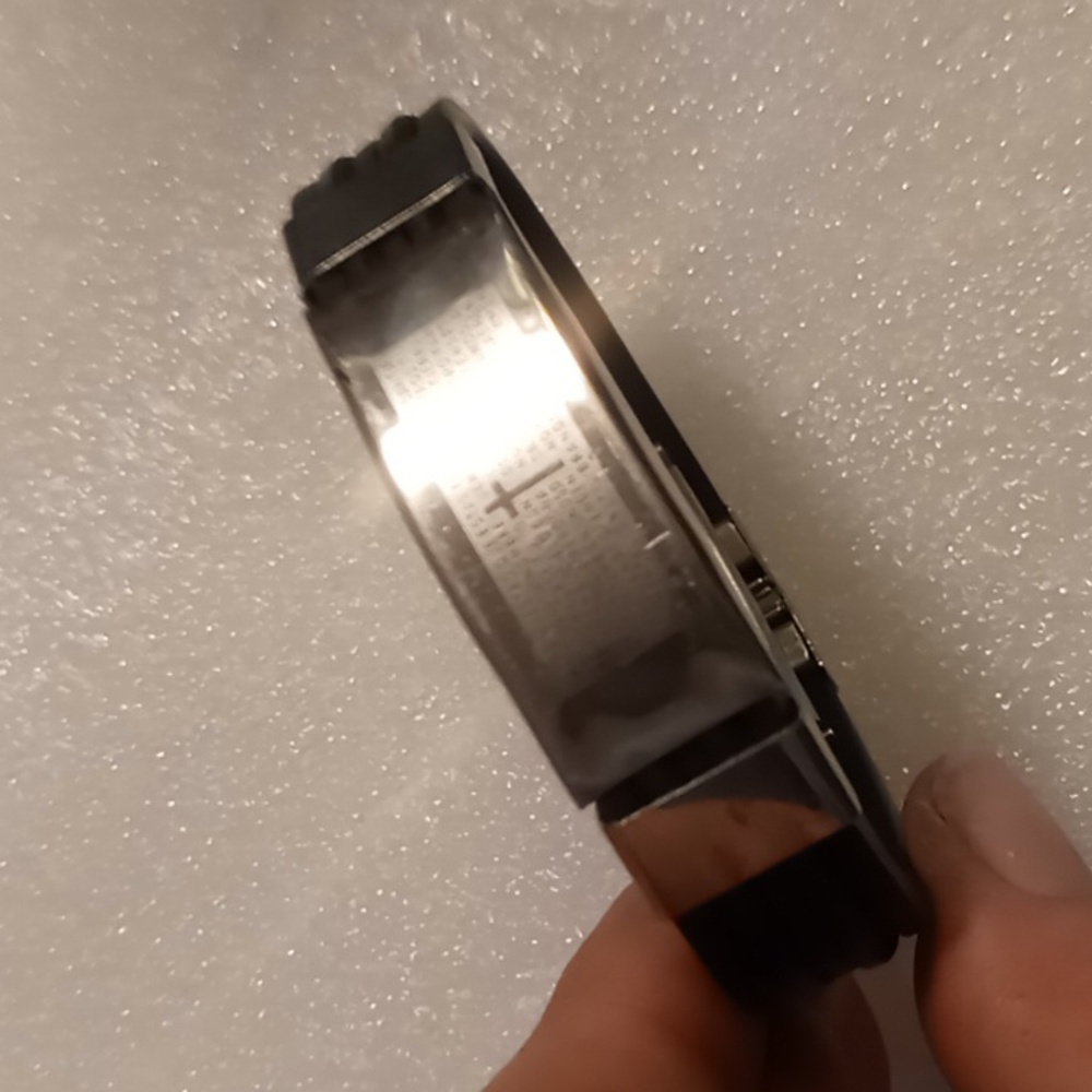 Men's cross bracelet stainless steel & hard silicone band with locking clasp